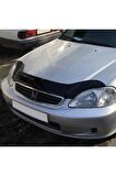 Honda Civic 6 Ön Kaput Koruma Rüzgarlığı 3mm Akrilik (Abs) Parlak Siyah Deflektör 1995-2000