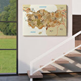 Harita Sepeti Türkiye Haritası Kanvas Tablo İl ve İlçeli Ayrıntılı Eğitici Komşulu Dekoratif Tablo 3020