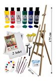 Akrilik Boya Resim Seti Südor Monalisa 6 Ana Renk 70 ml Akrilik Boya 2 Tuval 50x70 Fırça Spatula Şövale 