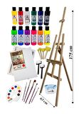 Akrilik Boya Resim Seti Südor Monalisa 12 Renk 70 ml Akrilik Boya 2 Tuval 35x50 Fırça Spatula Şövale 