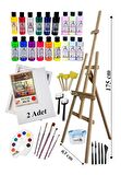 Akrilik Boya Resim Seti Südor Monalisa 18 Renk 70 ml Akrilik Boya 2 Tuval 50x70 Fırça Spatula Şövale 