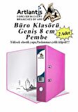 Büro Klasörü Pembe Geniş 2 Adet Plastik Geniş Pembe Klasör Halkalı Paslanmaz Çelik Klipsli 2 Adet