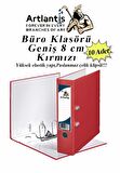 Büro Klasörü Kırmızı Geniş 10 Adet Plastik Geniş Kırmızı Klasör Halkalı Paslanmaz Çelik Klipsli 10 Adet