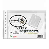 A3 Poşet Dosya Yatay 20 li Şeffaf Föy Dosya 1 Paket Ofis Okul Büro Kenarı Delikli Poşet Dosya