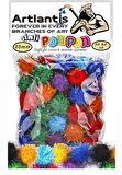 Simli Ponpon 30 mm 50 Li 1 Paket Karışık Renk Pon Pon 30 mm Pompom 3 cm Elişi Etkinliği Anasınıfı Kreş Okul Öncesi Pom Pom