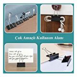Çelik Kıskaç Klips 51 mm 12 Adet 1 Paket Metal Mandal Binder Clips Kıska 240 Sayfa Kapasiteli Çok Amaçlı Kullanım