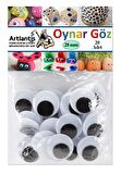 Oynar Göz Siyah 28 mm 20 li 1 Paket Oynayan Göz 28mm Hobi Tasarım Anasınıfı Kreş Etkinlik Elişi 