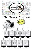 Deney Motoru 3 Volt 10 Adet 3v - 6 v Dc Yüksek Devir Dinamo Motoru Okul Hobi Mini Motor 2 Adet Pille Çalışır