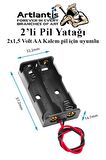 2 Li Pil Yatağı Deney 10 Adet Pil Yuvası Pil Kutusu Aa Kalem Kalın Pil 2x1,5 Volt Yaylı Pil Yuvası