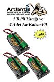 2 Li Pil Yatağı Deney 3 Adet Ve 6 Adet 1.5v Pil 1 Paket Pil Yuvası Pil Kutusu Aa Kalem Kalın Pil 2x1,5 Volt Yaylı Pil Yuvası