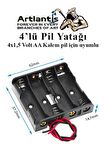 4 Lü Pil Yatağı Deney 10 Adet Pil Yuvası Pil Kutusu Aa Kalem Kalın Pil 4x1,5 Volt Yaylı Pil Yuvası