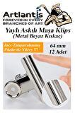 Yaylı Askılı Maşa Klips 64 mm 12 Adet Metal Beyaz Kıskaç 140 Yaprak Kapasiteli Pürüzsüz Mandal Kıskac 