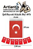 İpli Bayrak Küçük Boy 40'lı 6x10cm 1 Paket Türk Bayrağı Kağıt İpli Sıralı Ayyıldız Bayrak Sınıf Süsü Okul Bayram