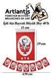 İpli Ata Bayrak Büyük Boy 40'lı 11x19cm 1 Paket Ata Bayrak Kağıt İpli Sıralı Ayyıldız Bayrak Sınıf Süsü Okul Bayram