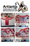 İpli Ata Bayrak Büyük Boy 40'lı 11x19cm 1 Paket Ata Bayrak Kağıt İpli Sıralı Ayyıldız Bayrak Sınıf Süsü Okul Bayram