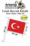 Çıtalı Bayrak Kağıt 20x12 cm 25 Adet Ay Yıldızlı Türk Bayrağı Çıtalı Sopalı Küçük Bayrak Plastik Çubuklu Bayrak