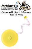 Otomatik Şerit Mezura 1.5 Metre Sarı Renk 1 Adet Yuvarlak Cep Mezurası 150 cm Mezro Terzi Metresi Vücut Ölçüm Metresi