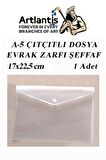 A5 Çıtçıtlı Dosya Şeffaf 1 Adet A-5 Çıtçıtlı Zarf Dosya Transparan 17x22.5 cm Küçük Boy Çıtçıtlı Dosya