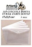 A5 Çıtçıtlı Dosya Şeffaf 5 Adet A-5 Çıtçıtlı Zarf Dosya Transparan 17x22.5 cm Küçük Boy Çıtçıtlı Dosya