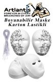 Maske Boyama 19x24 cm 1 Adet Boyanabilir Maske Karton Lastikli İnsan Yüzü Suratı Okul Sınıf Etkinlikleri Hobi