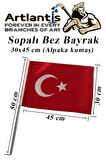 Sopalı Bez Bayrak 30x45 Cm 1 Adet Saplı Bayrak Ay Yıldız Plastik Çıtalı 30*45 Bez Bayrak Mill Bayram Kutlama