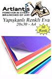 Yapışkanlı Eva A4 20x30 cm 10 Renk 1 Paket Yapışkanlı Eva Süngeri 10'lu Okul Kreş Anasınıfı Elişi Etkinlikleri