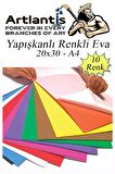 Yapışkanlı Eva A4 20x30 cm 10 Renk 1 Paket Yapışkanlı Eva Süngeri 10'lu Okul Kreş Anasınıfı Elişi Etkinlikleri