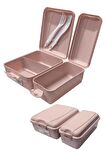Beslenme Kutusu 2 Bölmeli Açık Pembe Renk 1 Adet Yemek Saklama Kabı Beslenme Çantası 17x22 cm
