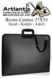 Siyah Resim Çantası Fermuarlı Kulplu 37x54 cm 1 Adet Teknik Resim Dosya Çantası 35x50 cm Askılı Proje Çantası Okul Sınıf