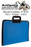 Mavi Resim Çantası Fermuarlı Kulplu 37x54 cm 1 Adet Teknik Resim Dosya Çantası 35x50 cm Askılı Proje Çantası Okul Sınıf