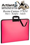 Pembe Resim Çantası Fermuarlı Kulplu 37x54 cm 1 Adet Teknik Resim Dosya Çantası 35x50 cm Askılı Proje Çantası Okul Sınıf