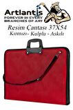 Kırmızı Resim Çantası Fermuarlı Kulplu 37x54 cm 1 Adet Teknik Resim Dosya Çantası 35x50 cm Askılı Proje Çantası Okul Sınıf