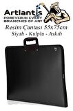 Siyah Resim Çantası Fermuarlı Kulplu 55x75 cm 1 Adet Teknik Resim Dosya Çantası 50x70 cm Askılı Proje Çantası Okul Sınıf
