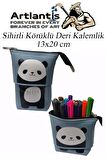 Körüklü Kalemlik Panda 1 Adet Sihirli Körüklü Deri Kalemlik Kalem Çantası Sevimli Panda Kalem Kutusu