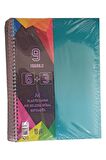 6+3 Ayraçlı Defter 9 Konulu 225 Yaprak 1 Adet 6 Kareli 3 Çizgili Spralli Plastik Kapak Seperatörlü