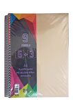 6+3 Ayraçlı Defter 9 Konulu 225 Yaprak 1 Adet 6 Kareli 3 Çizgili Spralli Plastik Kapak Seperatörlü