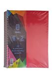 6+2 Ayraçlı Defter 8 Konulu 200 Yaprak 1 Adet 6 Kareli 2 Çizgili Spralli Plastik Kapak Seperatörlü