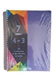 4+3 Ayraçlı Defter 7 Konulu 175 Yaprak 1 Adet 4 Kareli 3 Çizgili Spralli Plastik Kapak Seperatörlü