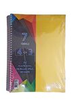 4+3 Ayraçlı Defter 7 Konulu 175 Yaprak 1 Adet 4 Kareli 3 Çizgili Spralli Plastik Kapak Seperatörlü