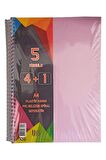 4+1 Ayraçlı Defter 5 Konulu 125 Yaprak 1 Adet 4 Kareli 1 Çizgili Spralli Plastik Kapak Seperatörlü
