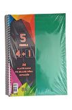 4+1 Ayraçlı Defter 5 Konulu 125 Yaprak 1 Adet 4 Kareli 1 Çizgili Spralli Plastik Kapak Seperatörlü