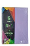 5+1 Ayraçlı Defter 6 Konulu 150 Yaprak 1 Adet 5 Kareli 1 Çizgili Spralli Plastik Kapak Seperatörlü