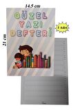 Güzel Yazı Defteri Küçük Boy 14,5x21 cm 24 Yaprak 1 Adet Klavuzlu Standart Çizgili Yazı Defteri Dik Temel Harflerle 1. Sınıf