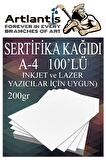 A4 Sertifika Kağıdı Kalın 100 Adet Gramajlı Fotokopi Kağıdı 200 gr Tüm Yazıcılara Uyumlu 21x29.7 cm Kalın Baskı Kağıdı