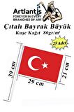 Çıtalı Bayrak Kağıt 21x29 cm 25 Adet Ay Yıldızlı Türk Bayrağı Çıtalı Sopalı Büyük Bayrak Plastik Çubuklu Bayrak
