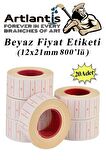 Fiyat Etiketi Beyaz 800'lü 20 Paket 12x21mm Beyaz Fiyat Etiketi Mx-5500 M5500 Hg979 Motex Etiket Makinesi Yedeği