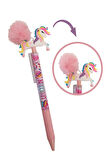 Unicorn Ponponlu Versatil Kalem Pembe 1 Adet Tek Boynuzlu Pompom 0,7 Uçlu Kalem Hediye Kalem Figürlü Sevimli Kalem