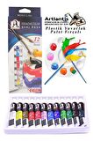 Guaj Boya 12 Renk Monalisa 12 Ml Tüp 1 Paket 12 Li Guaj Boya Seti ve Yuvarlak Resim Paleti Fırçalı 1 Paket 10 Hazneli Boya Paleti Sanatsal Boyalar İçin Palet Guaj Boya
