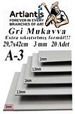 A3 Mukavva Gri 3 mm 20 Adet 1 Paket 29.7x42 cm A-3 Mukavva 3 mm Kalınlığında A-3 Mukavva