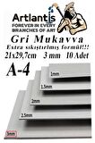 A4 Mukavva Gri 3 mm 10 Adet 1 Paket 21x29.7 cm A-4 Mukavva 3 mm Kalınlığında A-4 Mukavva